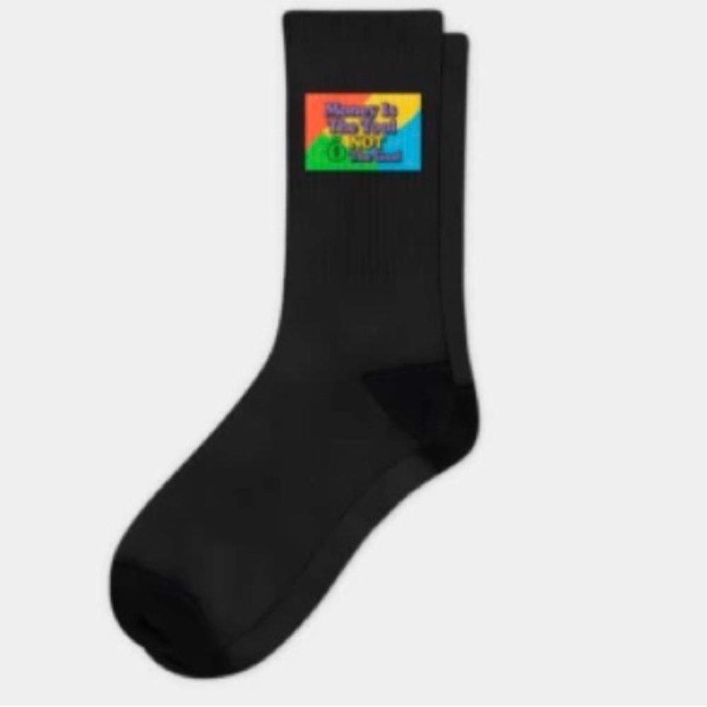 Black Crew Socks with Money Motivational quote( Money is A Tool; Not a goal!